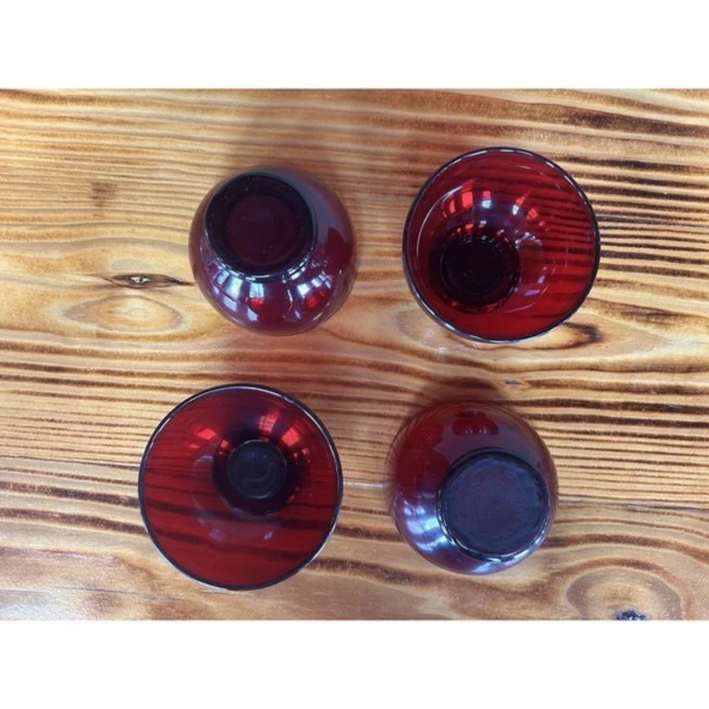 4-PC Vintage Royal Ruby‎ Red Bowls Romantic Love Dining